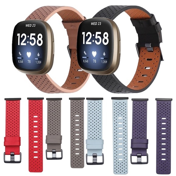 1 Stück Smartwatch-Band Kompatibel mit Fitbit Versa 3 / Sense Echtes Leder Smartwatch Gurt Verstellbar Atmungsaktiv Schnalle aus Edelstahl Lederschlaufe Ersatz Armband Lightinthebox