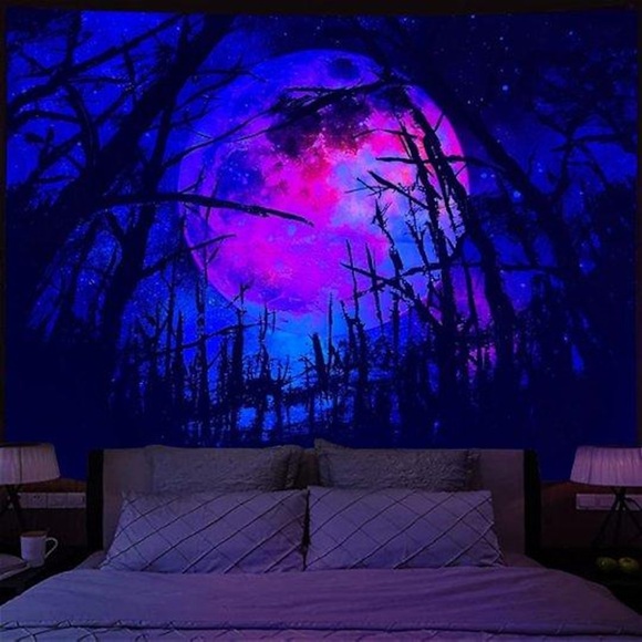 Landschaft schwarzlicht uv reaktiv wandteppich kunst dekor decke vorhang picknick tischdecke hängen hause schlafzimmer wohnzimmer wohnheim dekoration polyester Lightinthebox
