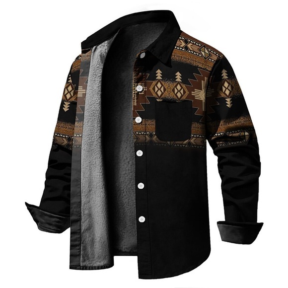 Herren Hemd Grafik-Drucke Geometrie Umlegekragen Schwarz Blau 3D-Druck Outdoor Strasse Langarm Button-Down Bedruckt Bekleidung Vintage Designer Ethnischer Stil Casual Lightinthebox