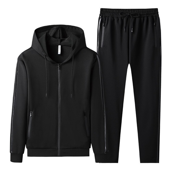 Herren Trainingsanzug Jogginganzug Jogginganzüge Schwarz Marineblau Grau Mit Kapuze Feste Farbe Tasche 2 Teile Sport Natur Täglich Sport Cool Sportbekleidung Casual Herbst Frühling Bekleidung Lightinthebox