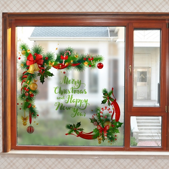 Weihnachten Cartoon matte Fensterfolie Vinylfolie Wärmedämmung Sichtschutz Wohnkultur für Fenster Schranktür Aufkleber Fensteraufkleber - 60 x 58 cm Lightinthebox