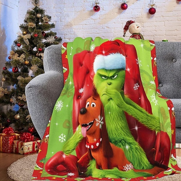 grinch weihnachtsgeschenk decke überwurf decken warme plüsch decke für sofa couch bett camping reise bettwäsche jungen mädchen erwachsene Lightinthebox