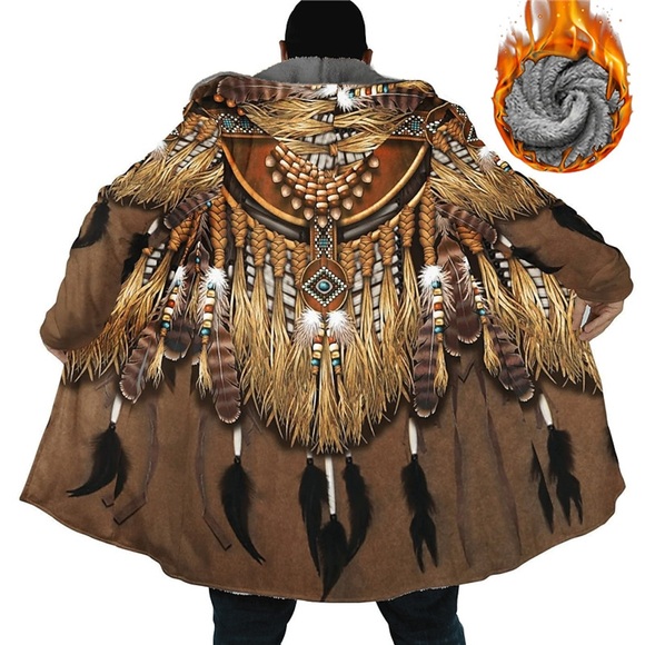 Herren Mantel warm halten Sport Natur Reisverschluss Indianer 3D-gedruckte Grafik Kapuzenpullover Strassenmode Jacken Oberbekleidung Langarm Zip Herbst Winter Lightinthebox