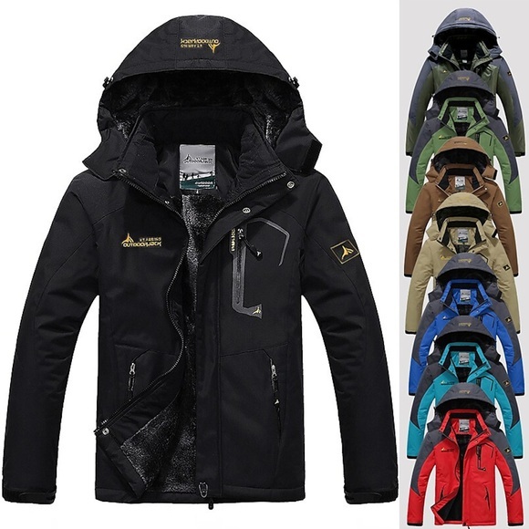 Herren Hoodie-Jacke Wanderjacke Skijacke Winter Draussen Winter Draussen Volltonfarbe warm halten Wasserdicht Windundurchlässig Fleece-Futter Oberbekleidung Windjacken Mantel Campen und Wandern Jagd Lightinthebox
