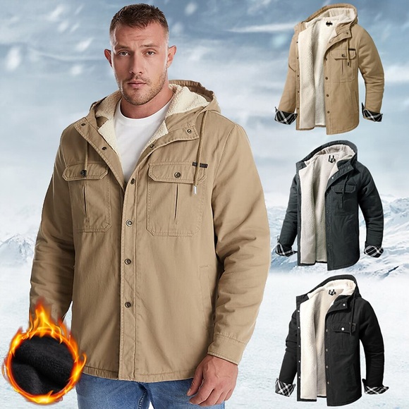 Herren Sherpa gefütterte Fleece Kapuzen-Hemdjacke Wattierte Jacke Mantel Arbeitsflanell Button-Down-Hemdjacke Winter Outdoor thermisch warm winddicht leichte Oberbekleidung Parka Jagd Ski Snowboard Angeln Lightinthebox