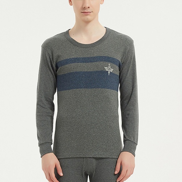 Herren Thermounterwäsche Schlafanzüge Thermounterwäsche Set Einfarbig Basic Modisch Komfort Heim Polyester Warm Rundhalsausschnitt Langarm Hose Elastische Taille Winter Herbst Hellgrau Dunkelgray Lightinthebox