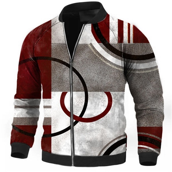 Herren Mantel Warm Sport Natur Reisverschluss Geometrie 3D-gedruckte Grafik Stehkragen Modisch Jacken Oberbekleidung Langarm Zip Herbst Winter Lightinthebox
