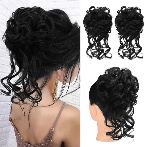 2 Stück Messy Bun Haarteil zerzauste Hochsteckfrisur mit Ranken Haarknoten Verlängerungen welliges lockiges Haar wickeln Pferdeschwanz Haarteile Haargummis für Frauen Mädchen Lightinthebox