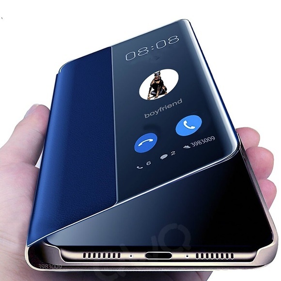 Telefon Hülle Handyhüllen Für Huawei Ganzkörper-Gehäuse Ledertasche Klappetui P40 / P30 / P20 / Mate 20 Pro mit Sichtfenster Spiegel Auto Schlaf / Aufwachen Einfarbig PC PU-Leder Lightinthebox