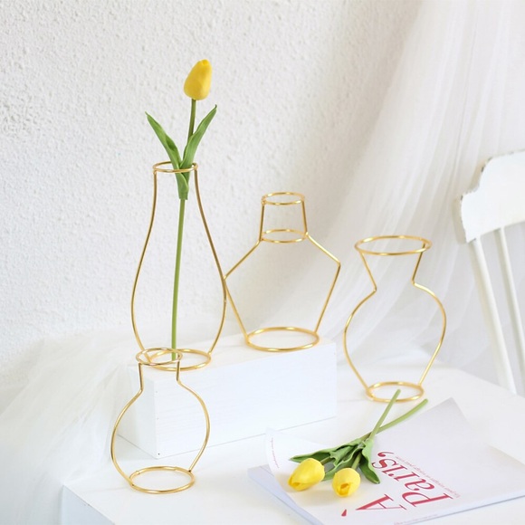 1 stücke golddraht vase simulation blumenarrangement galvanik handwerk nordischen stil kreative dekoration blumenständer, gefälschte blumen für hochzeit bogen garten wand home party dekoration Lightinthebox