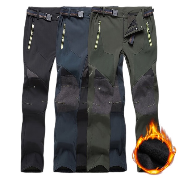 Herren Wasserdichte Wanderhose Fleece-gefütterte Hose Softshellhosen Winter Außen warm halten Wasserdicht Windundurchlässig Fleece-Futter Hosen / Regenhose Unten Schwarz Armeegrün Campen und Wandern Lightinthebox