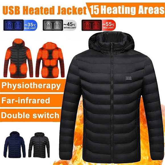 15 bereiche beheizbare jacke männer frauen warme heizjacke usb elektrische thermische wasserdichte beheizbare mantel jagd wandern camping angeln winter Lightinthebox