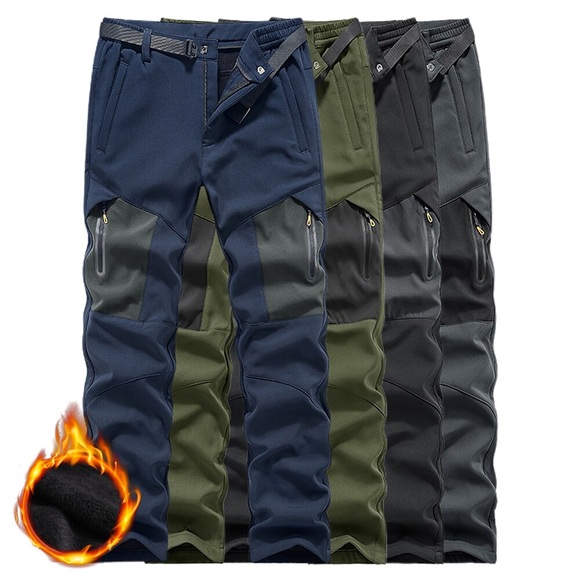 Herren Wanderhose Wanderhosen Softshellhosen Winter Außen warm halten Wasserdicht Windundurchlässig Fleece-Futter Hosen / Regenhose Schwarz Marineblau Vlies Campen und Wandern Jagd Skifahren L XL 2XL Lightinthebox