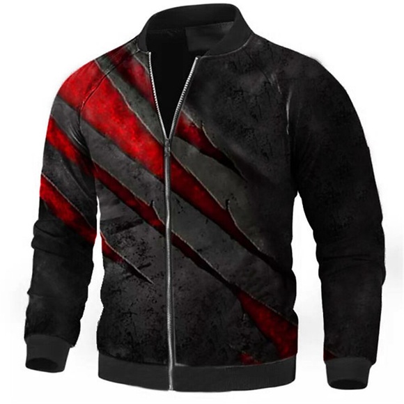 Herren Mantel Warm Sport Natur Reisverschluss Riss 3D-gedruckte Grafik Stehkragen Modisch Jacken Oberbekleidung Langarm Zip Herbst Winter Lightinthebox