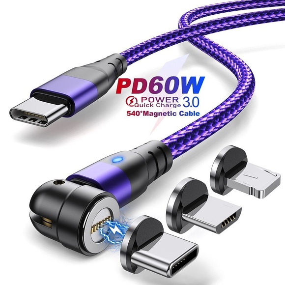 kreisförmige pd60w Diamantlampe magnetische Saugleitung Handyaufladung 3-in-1 magnetische Saugleitung 540 Grad 3a Schnellladebiegedatenleitung Lightinthebox