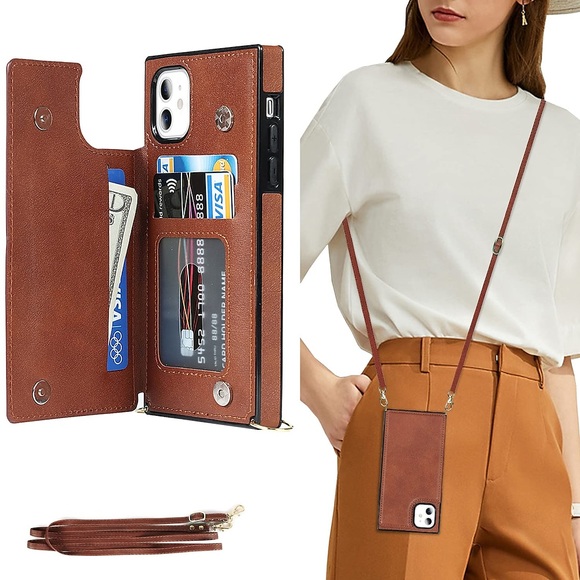 Handy Hülle Handyhüllen Für Apple Ganzkörper-Gehäuse Brieftasche Kartenetui Lanyard iPhone 14 iPhone 13 Pro Max 12 11 Geldbeutel mit abnehmbarem Umhängeriemen Ständer Einfarbig PU-Leder Lightinthebox