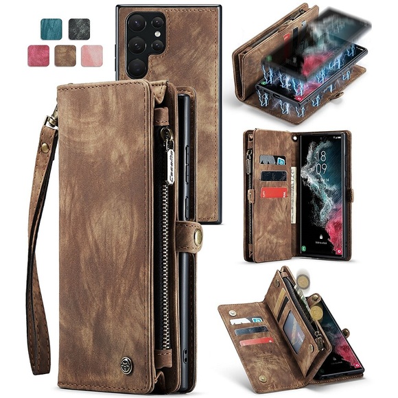 Handy Hülle Handyhüllen Für Samsung Galaxy Brieftasche Kartenetui A73 S22 Ultra Plus S21 FE S20 A52 A32 Note 20 10 Ultra Plus A51 Reisverschluss mit Handyband Ständer Einfarbig PU-Leder Lightinthebox
