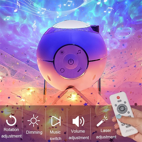 Star Ocean Wave Projektor Nachtlicht Galaxie Sternenhimmel Projektor Nachtlampe mit Musik Bluetooth Lautsprecher für Kinderzimmer Dekor Lightinthebox