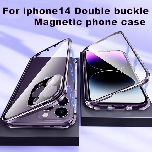 Handy Hülle Handyhüllen Für Apple Magnetischer Adsorptionsfall iPhone 14 13 12 11 Pro Max Plus Shutzrahmen Magnetisch Kameraobjektivschutz Einfarbig Gehärtetes Glas Lightinthebox
