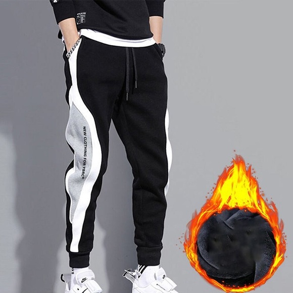 Herren Aktiv Fleecehosen Jogginghose Jogger Winterhose Hose Hosen Bestickt Tasche Farbblock Buchstabe Komfort Warm Casual Täglich Ausgehen Sport Strassenmode Schwarz Grau Hoher Taillenbund elastisch Lightinthebox
