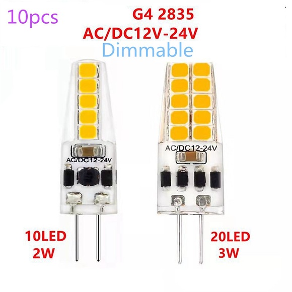 10 stücke dimmbare g4 led birne ac/dc12-24v warm kaltweiß 10 led 20 led energiesparende silikon licht 360 grad ersetzen halogenlampe led kristall scheinwerfer kronleuchter birne Lightinthebox