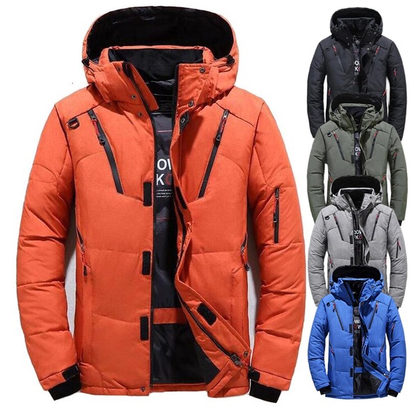 Herren Wandern Daunenjacke Kapuzenjacke Skijacke Winter Outdoor Thermisch warm winddicht leichte atmungsaktive Winterjacke Trenchcoat Top Baumwolle Camping Jagd Snowboard schwarz blau orange Lightinthebox