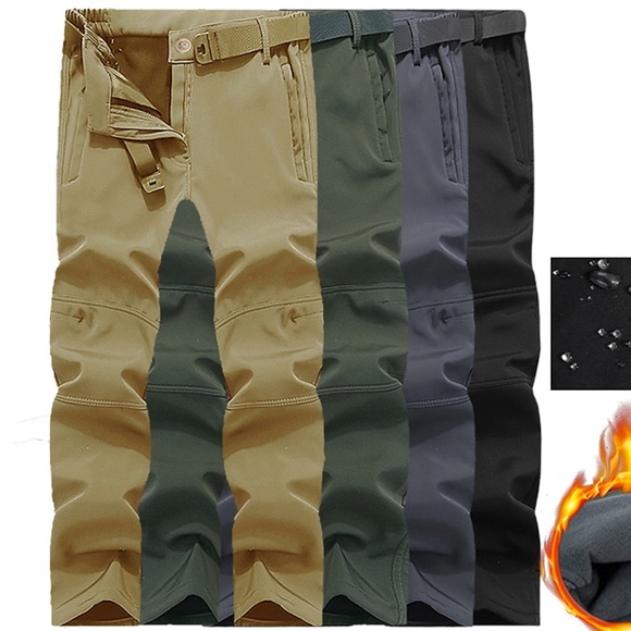 Herren Wasserdichte Wanderhose Fleece-gefütterte Hose Softshellhosen Winter Außen warm halten Wasserdicht Windundurchlässig Fleece-Futter Hosen / Regenhose Unten Grün Schwarz Vlies Campen und Wandern Lightinthebox