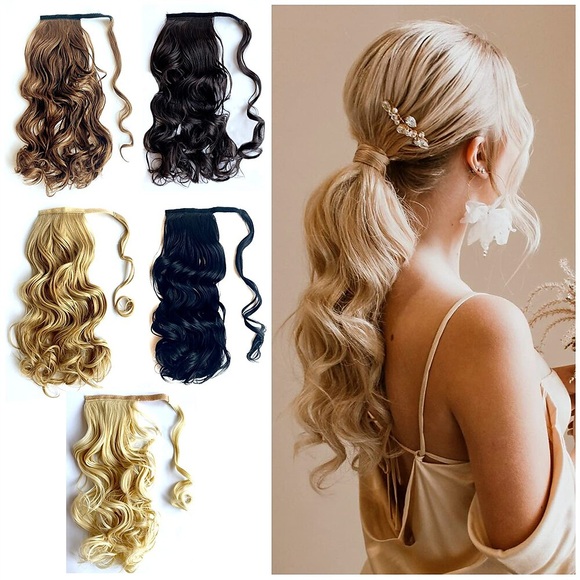 Curly Wave Pferdeschwanz Haarverlängerung Kunsthaar Kordelzug Haarteil Wickel um langwellige Pferdeschwanz Haarteile für Frauen Mädchen Lightinthebox