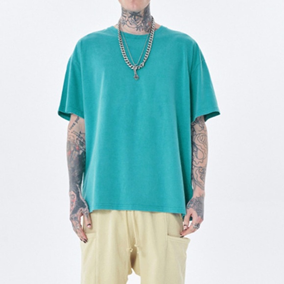 Herren T Shirt Übergroßes Hemd Glatt Einfarbig Rundhalsausschnitt Outdoor Strasse Kurzarm Bekleidung Baumwolle Modisch Casual überdimensional Komfortabel Lightinthebox