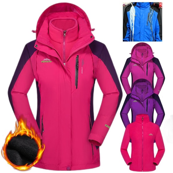 Damen 3-in-1-Jacken wandern Wasserdichte Wanderjacke Regenjacke Winter Draussen warm halten Wasserdicht Windundurchlässig Atmungsaktiv Oberbekleidung Winterjacken Trench Coat Jagd Skifahren Angeln Lightinthebox
