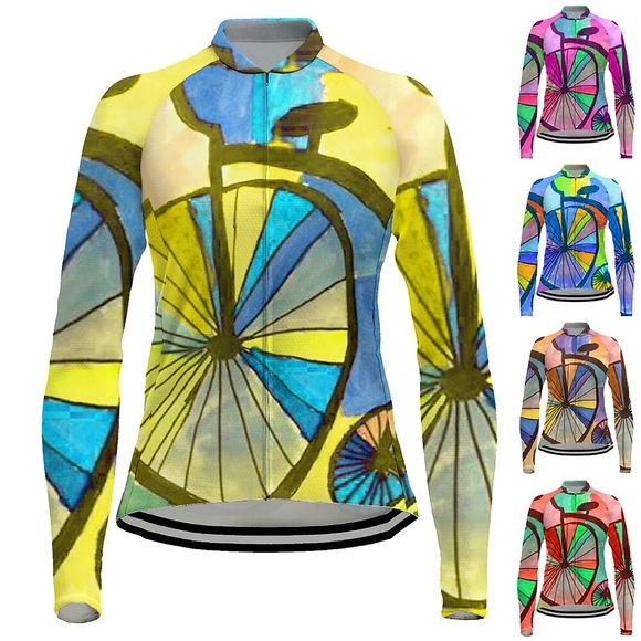 21Grams Damen Radtrikot fahrradbekleidung Fahrradtrikot Langarm Fahhrad Trikot Shirt mit 3 Gesäßtaschen MTB Mountain Rennrad Atmungsaktiv Rasche Trocknung Feuchtigkeitsabsorbierend Reflexstreiffen Lightinthebox