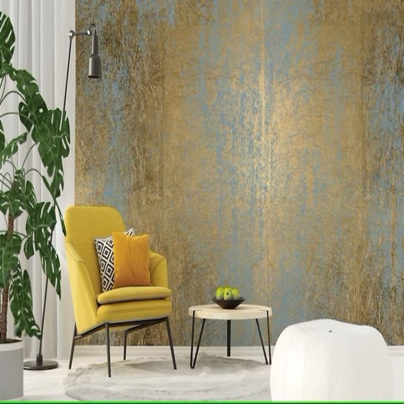Abstrakte Tapete, Wandbild, Gold, Beton, Wandverkleidung, Aufkleber, abziehen und aufkleben, entfernbares PVC/Vinyl-Material, selbstklebend/Klebstoff erforderlich, Wanddekoration für Wohnzimmer, Lightinthebox