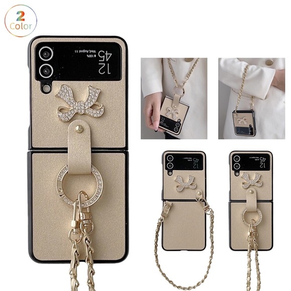 Handy Hülle Handyhüllen Für Samsung Galaxy Klappetui Z Flip 4 Z Flip 3 Tragbar Strass Flipbare Hülle Einfarbig Kristalldiamant PC Lightinthebox