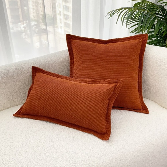 Kissenbezug aus Kordsamt, Landhauspension, gebranntes Orange, senffarbener Kissenbezug für Sofa, Couch, Schlafzimmer, Wohnzimmer, dekorativ Lightinthebox