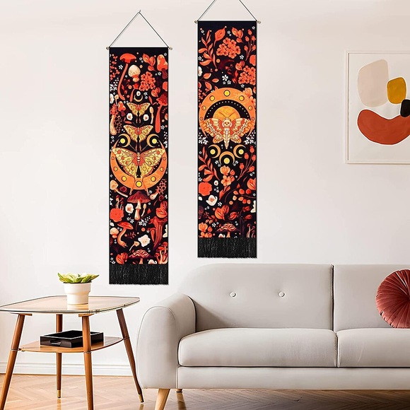 Packung mit 2 Tarot Divination gewebte böhmische Wandteppiche Kunstdekor Decke Vorhang zum Aufhängen Zuhause Schlafzimmer Wohnzimmer Dekoration nordische Baumwolle Leinen Quaste Mond Sterne Sonne Lightinthebox