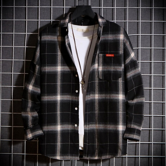 Herren Knopfhemd Kariertes Hemd trachtenhemd Lässiges Hemd Sommerhemd Plaid / Karomuster Umlegekragen Schwarz Weiß Rot Urlaub Ausgehen Langarm Tasche Button-Down Bekleidung Modisch Strassenmode Lightinthebox