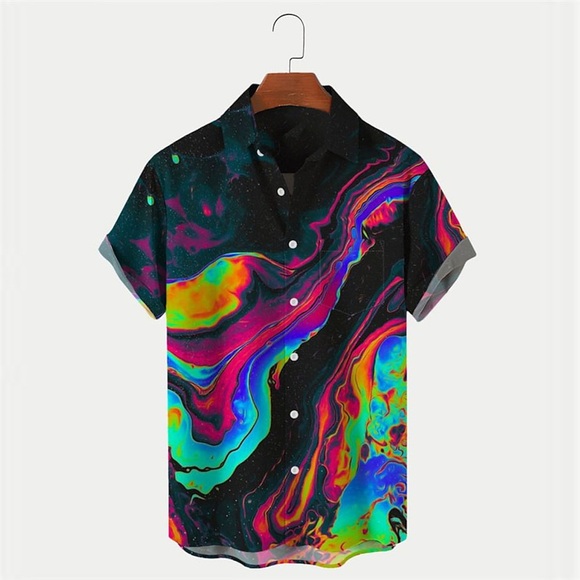 Herren Hemd Hawaii Shirt Farbverlauf Grafik-Drucke Umlegekragen Purpur Outdoor Strasse Kurze Ärmel Button-Down Bedruckt Bekleidung Tropisch Modisch Hawaiianisch Designer Lightinthebox