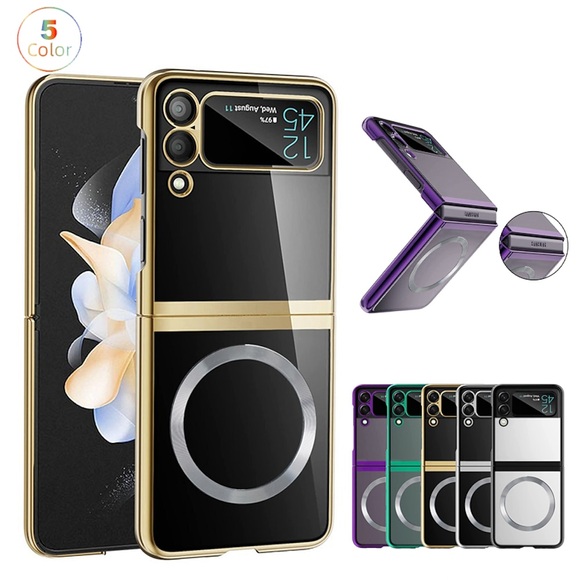 Handy Hülle Handyhüllen Für Samsung Galaxy Klappetui Z Flip 4 Z Flip 3 Beschichtung Flipbare Hülle Magnetisch Einfarbig PC Lightinthebox