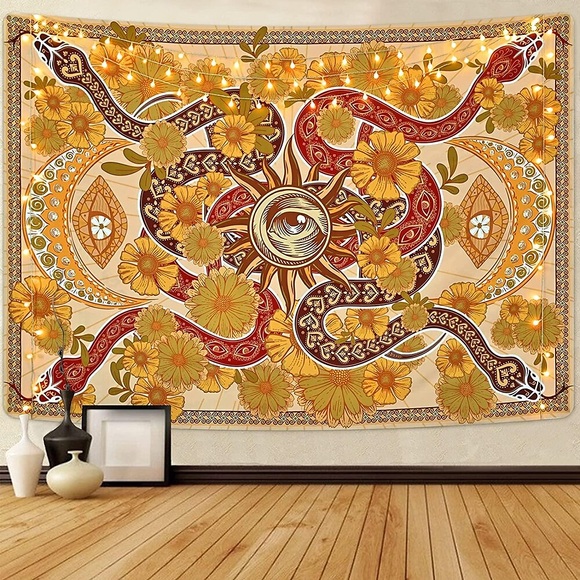 Blumen Tarot Wandteppich Schlange Sonne Wandteppich Mystic Eye Wandbehang Decke Vorhang hängend Zuhause Schlafzimmer Wohnzimmer Dekoration Lightinthebox