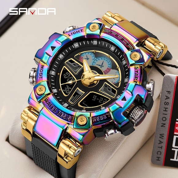sanda top brand herren sportuhren military hyun-chae case wasserdicht multifunktions armbanduhr quarzuhr für männer uhr 3156 Lightinthebox