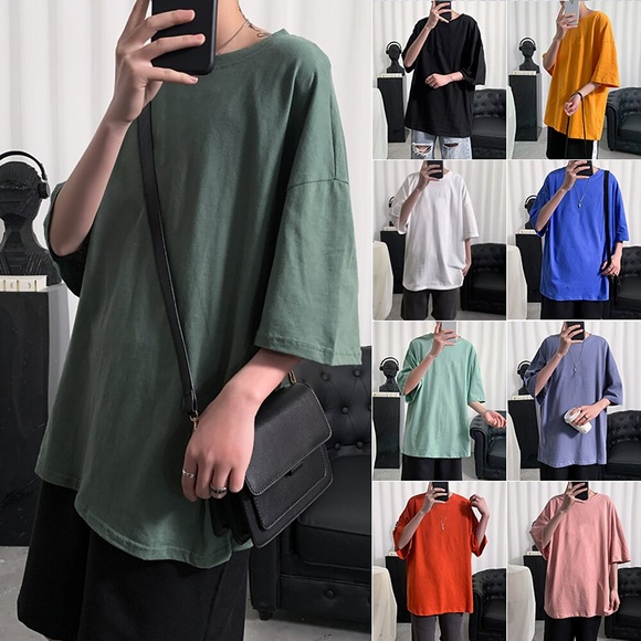 Herren Übergroßes Hemd Glatt Rundhalsausschnitt Outdoor Sport Kurze Ärmel Minimalistisch Bekleidung Modisch Strassenmode Cool Lightinthebox