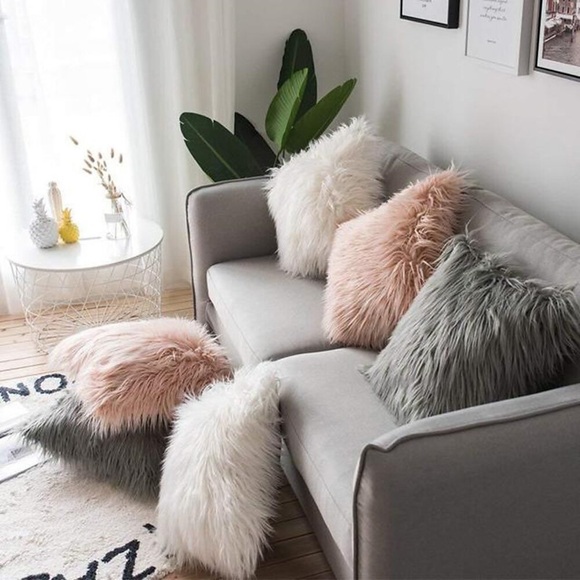 Wollimitat-Kissenbezug im nordischen Stil, einfarbig, langes Haar, Kissenbezug, Wohnzimmer, Schlafzimmer, Sofa, Couch Lightinthebox