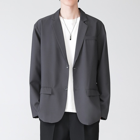 Herren Blazer Langlebig Lässig / Alltäglich Freizeitskleidung Urlaub Gehen Einreihiger Verschluss Umlegekragen Komfort Freizeit Jacke Oberbekleidung Solide / einfarbig Tasche Schwarz Kaki Grau Lightinthebox