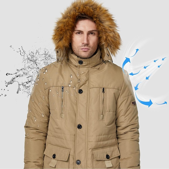 Herren Winter Daunenjacke Fleecejacke Militärische Taktische Jacke Trenchcoat Parka Verdickte Kapuze Mit abnehmbarem Kunstpelzbesatz Warme Winddichte Leichte Oberbekleidung Windjacke Skifahren Jagd Lightinthebox