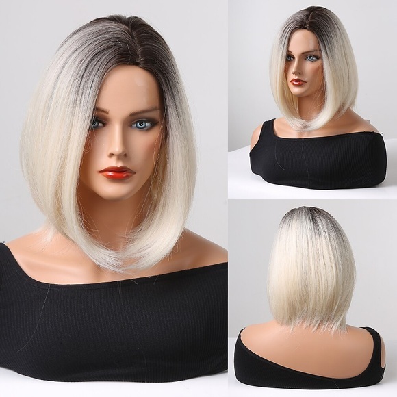 14inch Synthetik-Perücken Damenperücke schwarz Verlauf gold kurz glattes Haar täglich frisch elegant Party Lightinthebox