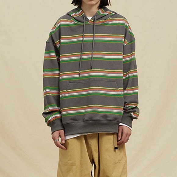 Herren Hoodie Sweatshirt Kapuze Aprikose Grau Mit Kapuze Streifen Tasche Sport Natur Täglich Sport Baumwolle Casual Groß und hoch Herbst Winter Bekleidung Kapuzenpullover Sweatshirts Lightinthebox