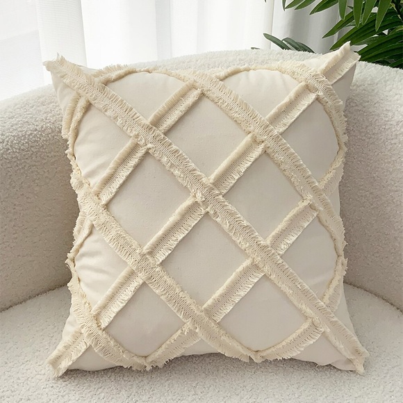 Tufting-Kissenbezug, geometrisches Karomuster, Boho-Bauernhaus, quadratischer Reißverschluss, traditionell, klassisch, Wohnzimmer, Schlafzimmer, Sofa, Couch Lightinthebox