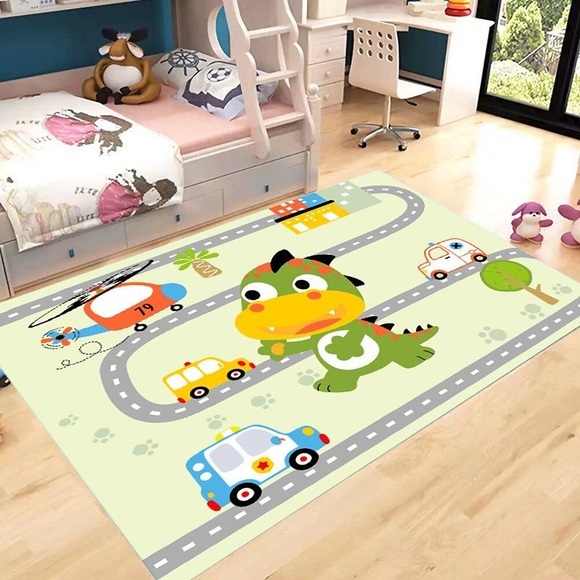 Kristallsamt Kinderteppich Bodenmatte Baby Krabbelmatte Stadtverkehr Kindergarten Früherziehung 3D-Druck Wohnzimmerteppich Lightinthebox