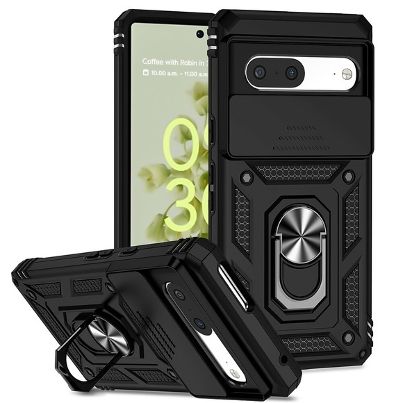 Handy Hülle Handyhüllen Für Google Seitenschutz Pixel 7/7Pro / 6/6Pro Ganzkörperschutz Ständer Etui mit Ring Einfarbig TPU Lightinthebox