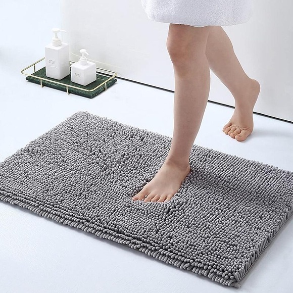 Luxuriöser Chenille-Badeteppich, extra weicher und saugfähiger, zotteliger Badezimmervorleger, maschinenwaschbarer, rutschfester Plüsch-Teppichläufer für Badewanne, Dusche und Badezimmer Lightinthebox